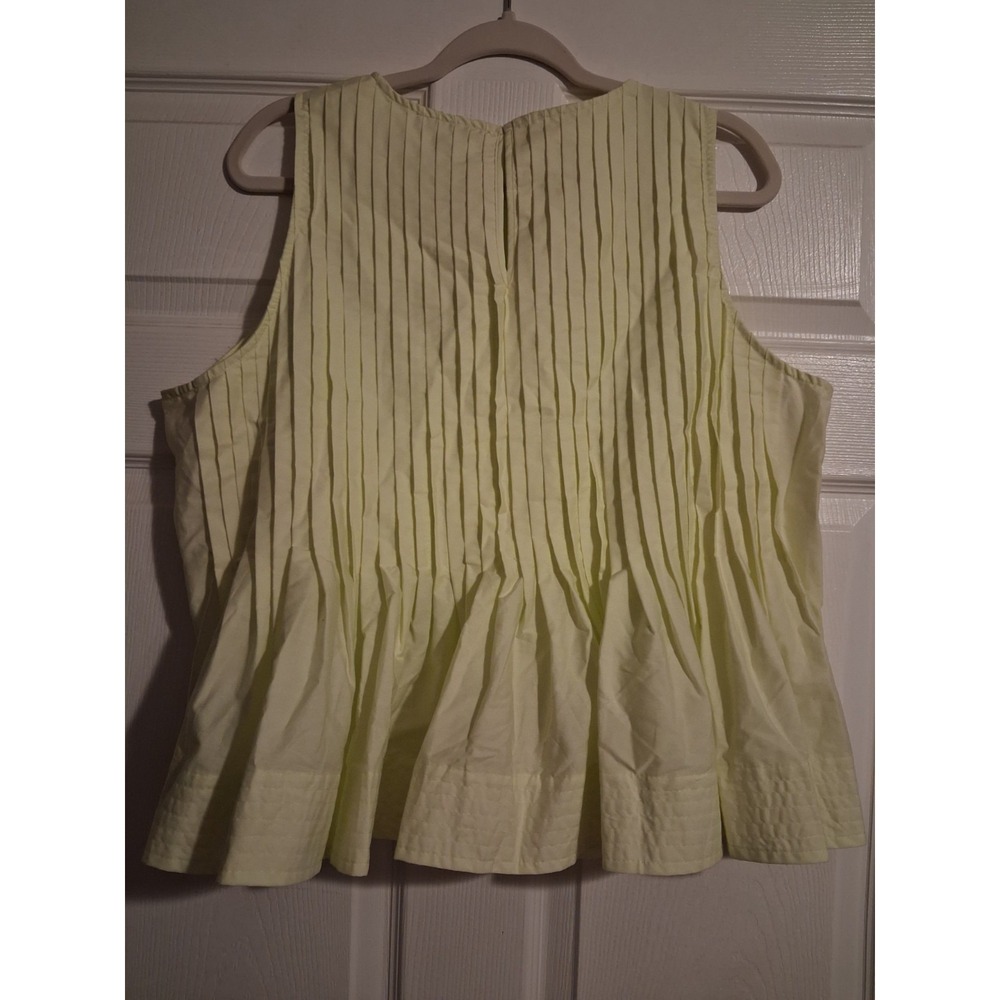 Women's XL 16-18 Top Yellow Pintuck Pleated Peplum Colorful Cotton Blend Blouse - Picture 8 of 13